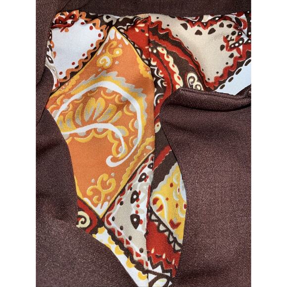 Vintage Jacket Button Up Vtg 60s 70s Polyester Pointed Collar Brown Est M/L - Picture 3 of 9